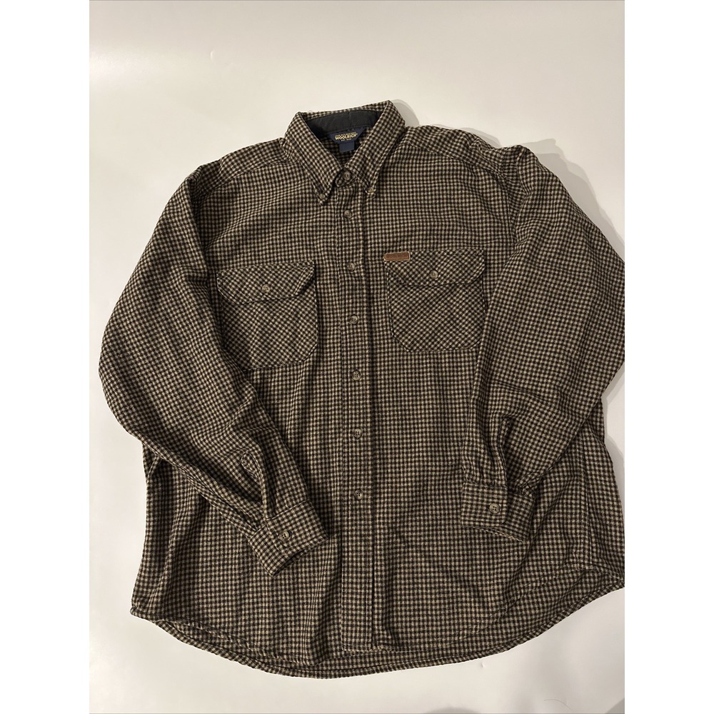 Vintage Woolrich John Rich And Bros Men XL Shirt 70% Wool 30% Nylon Houndstooth
